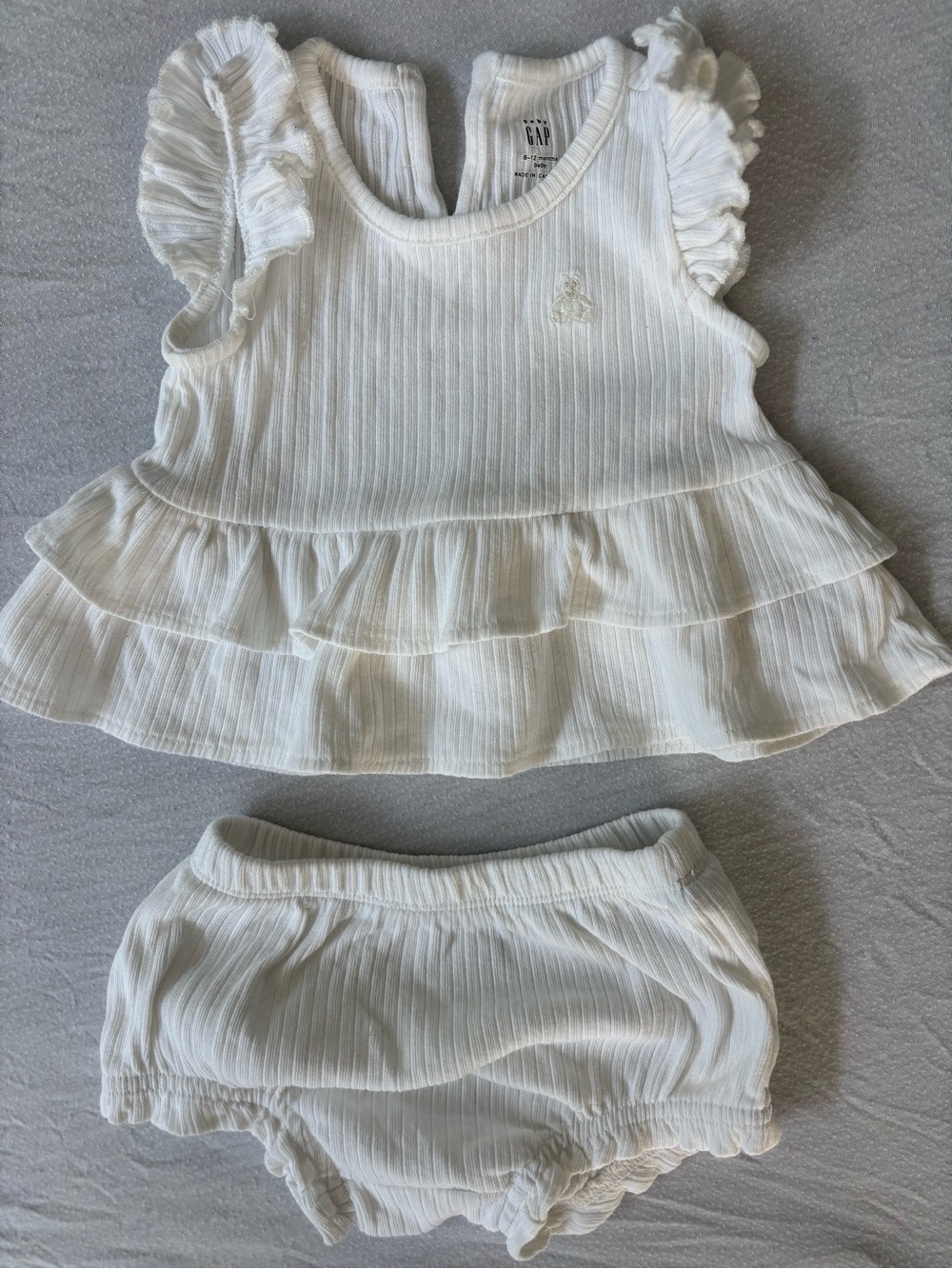 GAP Baby White Ruffle Tank & Bloomers Set 6-12mo